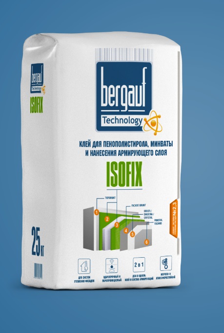 Bergauf Isofix Клей для пенополистирола, минваты и нанесения армирующего слоя 25кг/56под