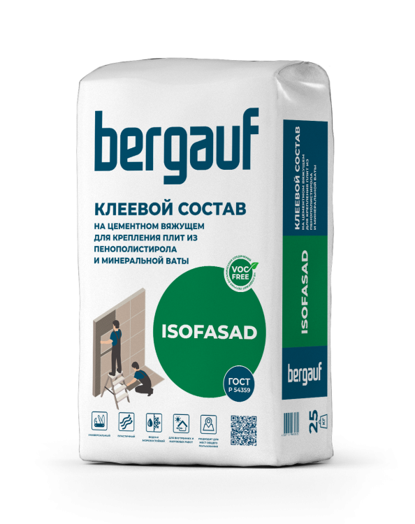 Bergauf Isofasad Клей для плит из пенополистирола и минваты 25 кг/56под